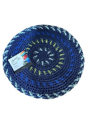 6 New Fiesta Fiestaware Round Woven Placemats Cobalt Lemongrass 15”